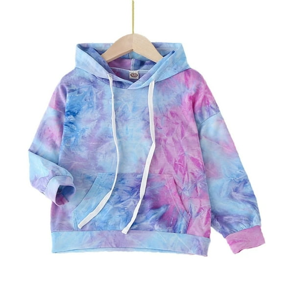 XBASW Kids Girls Boys Tie Dye Sweatshirt Baby Drawstring Hoodie Sweater Toddler Spring Fall Thin Pullover Shirt 3-8T