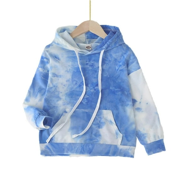 XBASW Kids Girls Boys Tie Dye Sweatshirt Baby Drawstring Hoodie Sweater Toddler Spring Fall Thin Pullover Shirt 3-8T