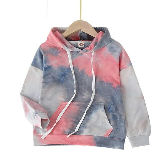 XBASW Kids Girls Boys Tie Dye Sweatshirt Baby Drawstring Hoodie Sweater Toddler Spring Fall Thin Pullover Shirt 3-8T