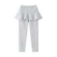 thumbnail image 1 of XBASW Kids Girls Fleece Lined Leggings with Tutu Skirt for Toddler Winter Warm Tights Stretch Thick Pantskirt 3-11T, 1 of 5