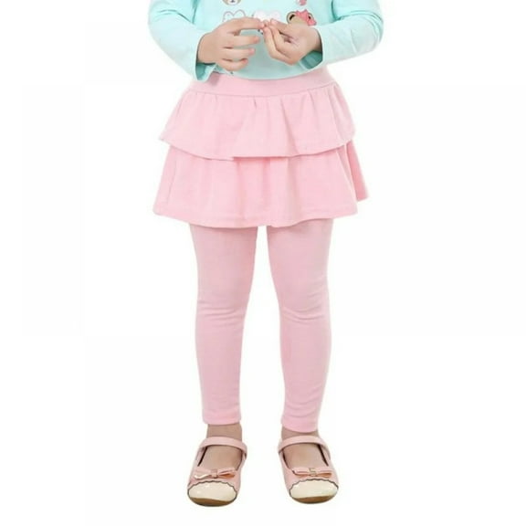 XBASW Kids Girls Leggings with Tutu Skirts for Toddler Culottes Solid Footless Tights Spring Fall Stretch Trousers 3-11 Years