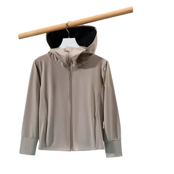 XBASW Kids Juniors Full Zip Sun Protection Hoodie Jacket for Boys Girls Ice Silk Sunsuits with Big Hat Brim Size 4-13 Years