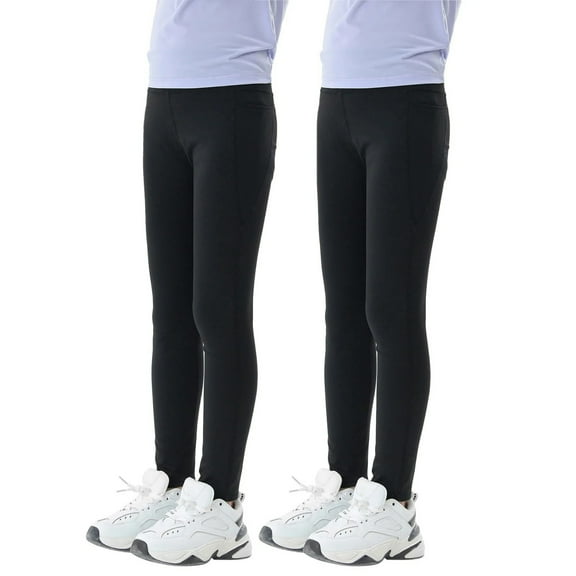 XBASW Kids Teen Girls 2-Pack Yoga Leggings Stretch Active Workout Pants Solid Color Trousers for Spring Fall
