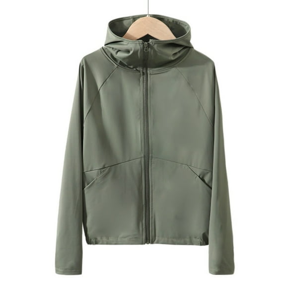 XBASW Kids Teen Zipper Sun Protection Jacket for Boys Girls Hooded Toddler Sun Shirt Solid Color Rash Guard Size 4-15T