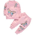 thumbnail image 1 of XBASW Kids Toddler Baby Girls Tracksuit Outfits Long Sleeve Butterfly Print Sweatshirts Top and Sweatpants Spring Fall 2PCS Set 1-9T, 1 of 9