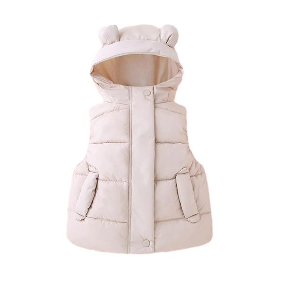 XBASW Kids Toddler Baby Hooded Vest Cotton Coat for Solid Zipper Sleeveless Jacket Winter Warm Waistcoat Outwear for Girls Boys 1-5T