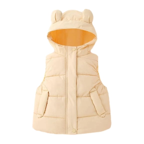 XBASW Kids Toddler Baby Hooded Vest Cotton Coat for Solid Zipper Sleeveless Jacket Winter Warm Waistcoat Outwear for Girls Boys 1-5T