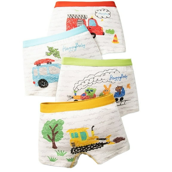 XBASW Kids Toddler Boys Boxer Underwear Soft Print Briefs Breathable Underpants 3-9Y