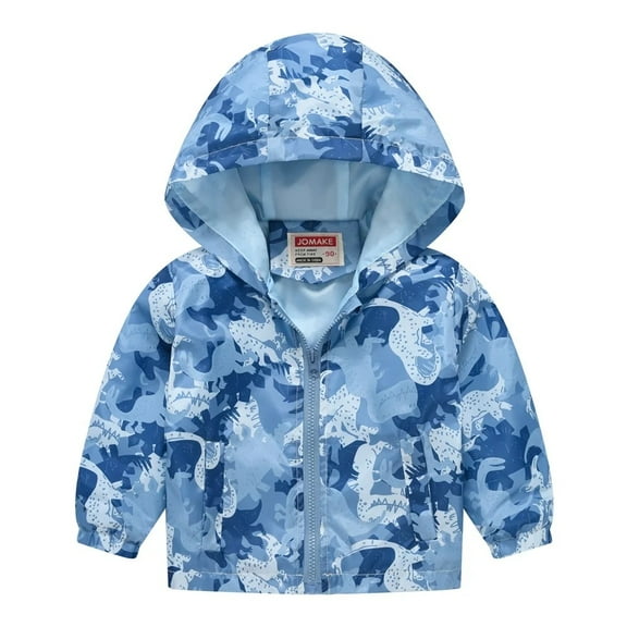 XBASW Kids Toddler Boys Raincoat Hooded Windbreaker Jacket 1-8Y Cartoon Printed Spring Fall Zipper Outerwear for Boys