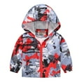 thumbnail image 1 of XBASW Kids Toddler Boys Raincoat Hooded Windbreaker Jacket 1-8Y Cartoon Printed Spring Fall Zipper Outerwear for Boys, 1 of 10