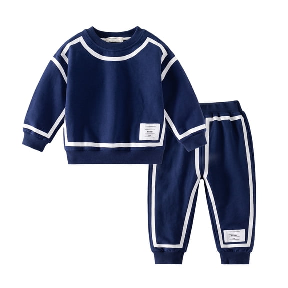 XBASW Kids Toddler Boys Sweatsuit Pants Set Cute Pattern Sweatshirt Knit Top Pants Set Long Sleeve Crew Neck Outfit for 2-10 Years