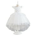 thumbnail image 1 of XBASW Kids Toddler Flower Girl Tulle Dress Baby Trailing Princess Dress 4-12 Years Bridesmaid Birthday Performance Gown for Girls, 1 of 10