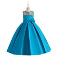 thumbnail image 1 of XBASW Kids Toddler Girls Bowknot Dresses Flower Girl Wedding Pageant Princess Dresses Tulle Birthday Party Gown for 4-12 Years Old, 1 of 8