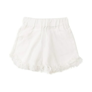 XBASW Kids Toddler Girls Denim Shorts Solid Color Jeans Shorts Baby Summer Elastic Waist Hot Pants for Girls 3-9 Years