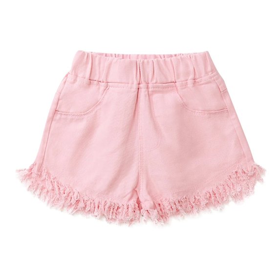 XBASW Kids Toddler Girls Denim Shorts Solid Color Jeans Shorts Baby Summer Elastic Waist Hot Pants for Girls 3-9 Years