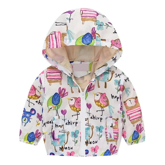 XBASW Kids Toddler Girls Hooded Raincoat Light Zippe Jacket Coat for Baby Spring Fall Windbreaker 1-6T