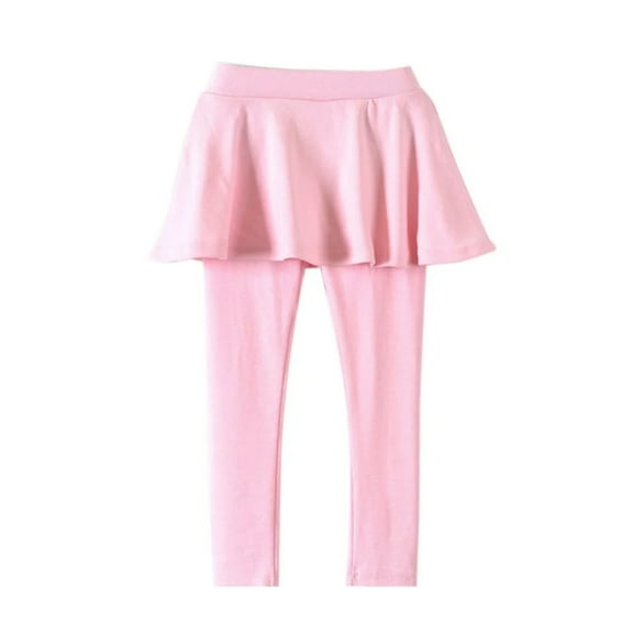 XBASW Kids Toddler Girls Ruffle Leggings with Skirt Spring Fall Stretchy Tutu Pants Teen Child Elastic Waist Trousers for 3-11 Years