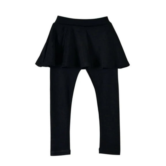 XBASW Kids Toddler Girls Ruffle Leggings with Skirt Spring Fall Stretchy Tutu Pants Teen Child Elastic Waist Trousers for 3-11 Years