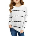 thumbnail image 1 of XBASW Kids Toddler Girls Stripe Sweatshirt Long Sleeve Pullover Tops Casual Tunic T Shirts for Spring Fall 4-13T, 1 of 5