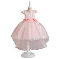 thumbnail image 1 of XBASW Kids Toddler Girls Trailing Dress Flower Girl Tulle Tutu Dress Prom Puffy Ball Party Gowns for Girls 4-12T, 1 of 9
