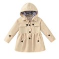 thumbnail image 1 of XBASW Kids Toddler Girls Trench Jacket Detachable Hood Coat Spring Fall Light Windbreaker Jacket 5-13Y, 1 of 9