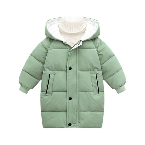 XBASW Kids Toddler Little Girls Boys Winter down Jacket Thickened Long Coat Hooded Puffer Outerwear 4-9Y