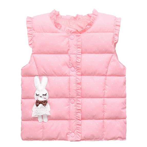 XBASW Kids Toddler Puffer Cotton Vest for Girls Light down Cartoon Waistcoat Winter Fall Sleeveless Jacket for 2- 10 Years