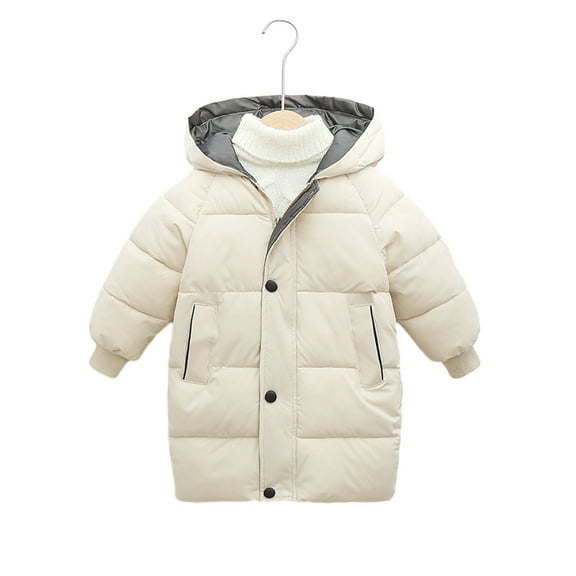 XBASW Kids Toddler Winter Cotton Coat Jacket Medium-Length Puffer down Jacket Thick Windproof Hooded Outwear for Girls Boys 2-10T