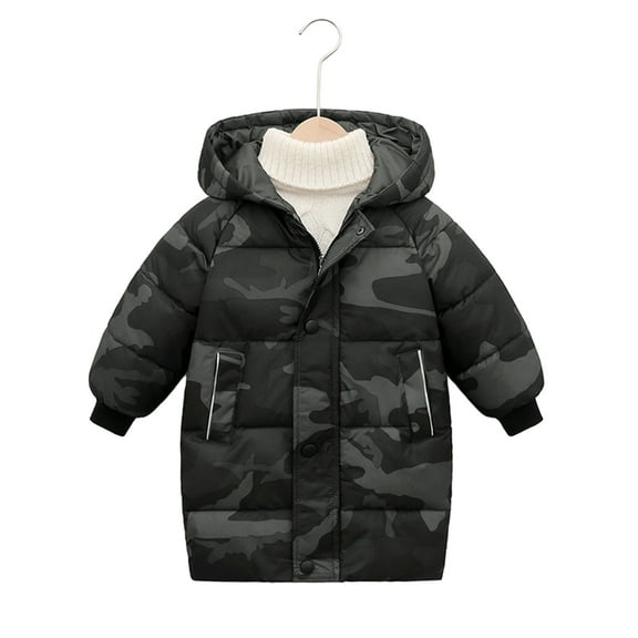 XBASW Kids Toddler Winter Cotton Coat Jacket Medium-Length Puffer down Jacket Thick Windproof Hooded Outwear for Girls Boys 2-10T