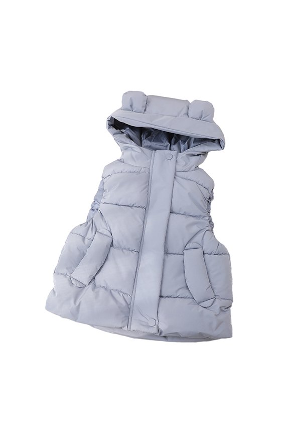 Kids Toddler down Cotton Vest Warm Sleeveless Coat Fall Winter Hooded Waistcoat Jackets for Boys Girls 1-7Y