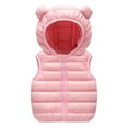 thumbnail image 1 of XBASW Kids Toddlers Baby Girls Boys Winter Vest Solid Color down Cotton Waistcoat Ears Hooded Warm Sleeveless Jacket Outerwear 1-6T, 1 of 9