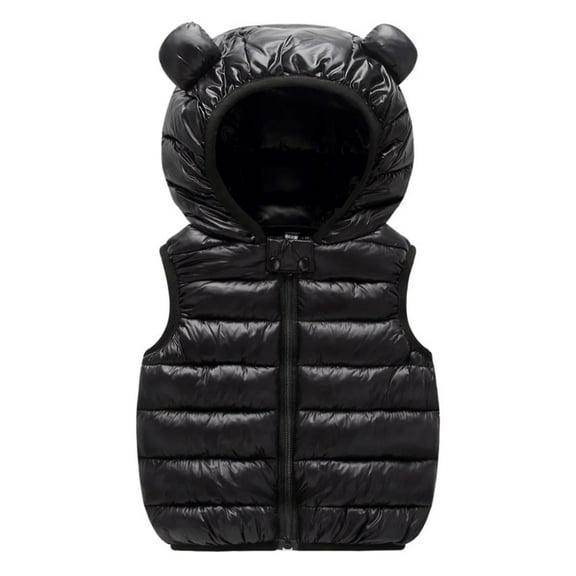 XBASW Kids Toddlers Baby Girls Boys Winter Vest Solid Color down Cotton Waistcoat Ears Hooded Warm Sleeveless Jacket Outerwear 1-6T