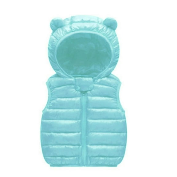 XBASW Kids Toddlers Baby Girls Boys Winter Vest Solid Color down Cotton Waistcoat Ears Hooded Warm Sleeveless Jacket Outerwear 1-6T