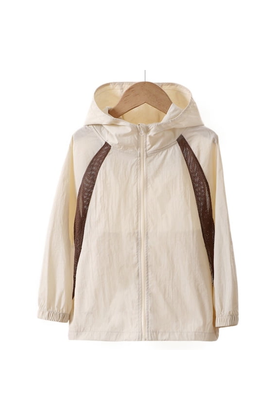 Kids Youth Upf 50+ Sun Protection Jacket Zipper Sunsuits for Boys Girls Quick Dry Hooded Rash Guard 4-15 Years