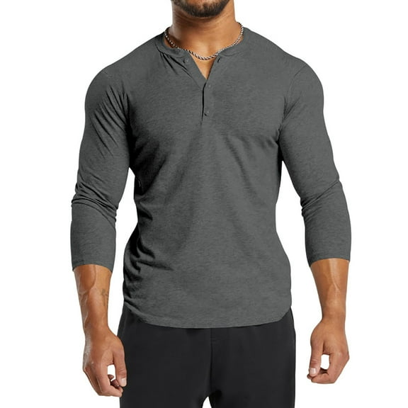 XBASW Men's Henley Shirts Long Sleeve Pullover T Shirt Lightweight Casual Button T-Shirt Spring Fall Tee Tops for Mens M-3XL