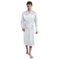 thumbnail image 1 of XBASW Men's Long Sleeve Robe Satin Kimono Night- Robe Lightweight Silk Bathrobe Pajamas for Mens Size S -XXL, 1 of 12