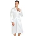 thumbnail image 1 of XBASW Men's Long Sleeve Robe Satin Kimono Night- Robe Lightweight Silk Bathrobe Pajamas for Mens Size S -XXL, 1 of 12