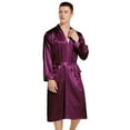 thumbnail image 1 of XBASW Men’s Satin Robe Lightweight Men's Silk Kimono Bathrobe Plus Size Long Sleeve Pajamas Loungewear S -XXL, 1 of 11