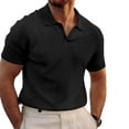 thumbnail image 1 of XBASW Men's Waffle T Shirts Summer Short Sleeve Lapel T-Shirt Button up Solid Color Henley Shirts for Summer S -3 XL, 1 of 9