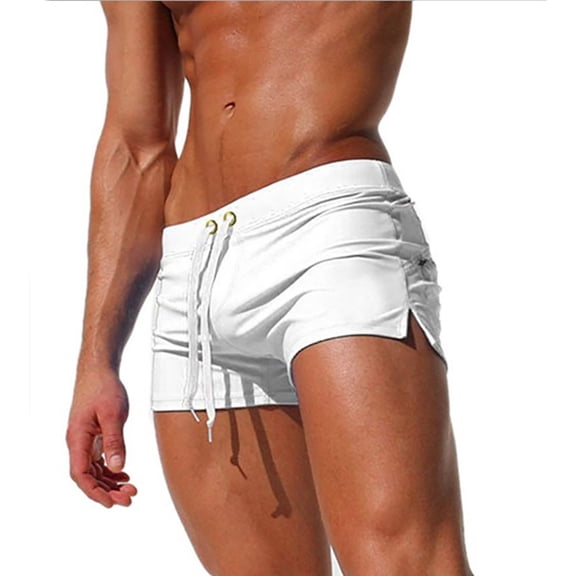 XBASW Mens Swim Trunks with Back Pocket Solid Color Swimwear Shorts Beach Boxer Shorts S-3 XL