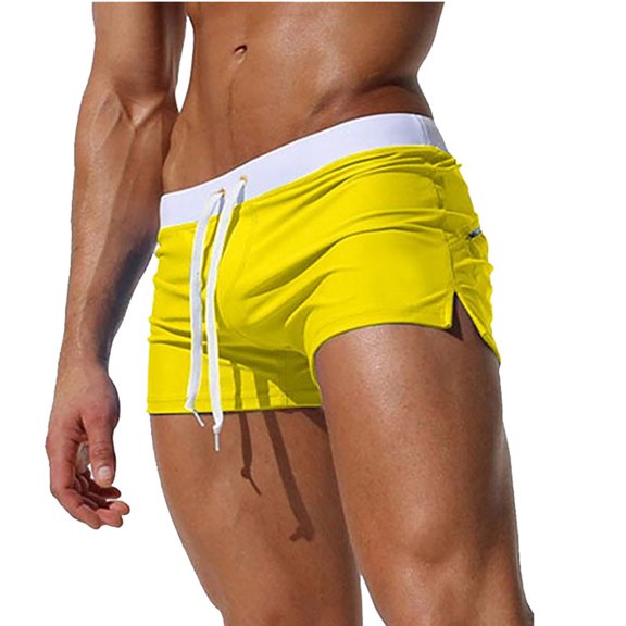 XBASW Mens Swim Trunks with Back Pocket Solid Color Swimwear Shorts Beach Boxer Shorts S-3 XL