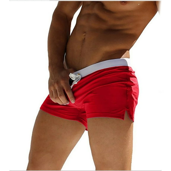 XBASW Mens Swim Trunks with Back Pocket Solid Color Swimwear Shorts Beach Boxer Shorts S-3 XL