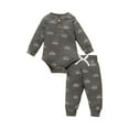 thumbnail image 1 of XBASW Newborn Baby Boy's Sweatsuit Outfit Long Sleeve Pullover Jumpsuit Tops + Jogger Pants Spring Fall Tracksuit 2PCS Set 0-18M, 1 of 8