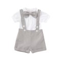 thumbnail image 1 of XBASW Newborn Baby Boys Formal Outfits Romper Dress Shirt Suspenders Shorts with Bowtie Summer Gentleman Party Set 0-24M, 1 of 9
