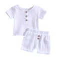 thumbnail image 1 of XBASW Newborn Baby Boys Shorts Set Toddler Infant Boys Button-Down Shirt Tops + Shorts with Pockets Summer Cotton Linen Outfit 2PCS Size 0-3T, 1 of 9