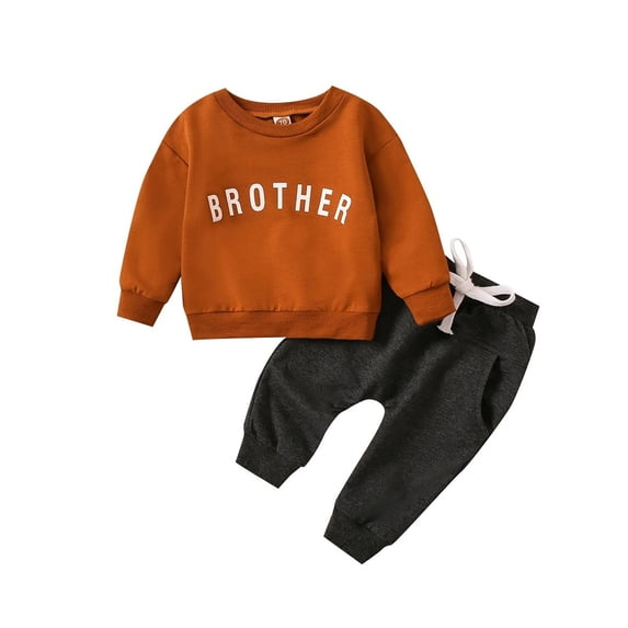 XBASW Newborn Baby Boys Spring Fall Sweatsuit 2PCS Outfits Crewneck Letter Printing Sweatshirt Tops + Jogger Pants Cotton Set for 0 -3 Years Old