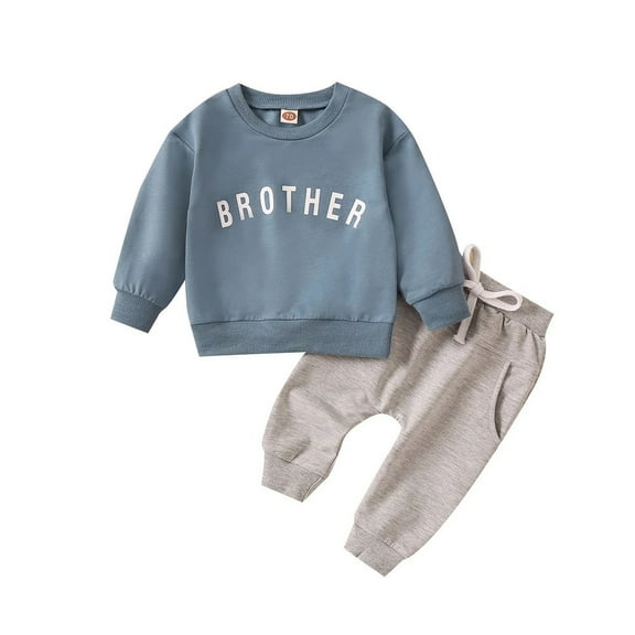 XBASW Newborn Baby Boys Spring Fall Sweatsuit 2PCS Outfits Crewneck Letter Printing Sweatshirt Tops   Jogger Pants Cotton Set for 0 -3 Years Old