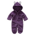 thumbnail image 1 of XBASW Newborn Baby Fleece Jumpsuit Hooded Rompers Long Sleeve Onesies Fall Winter Bodysuit Outwear 0-12 Months, 1 of 9