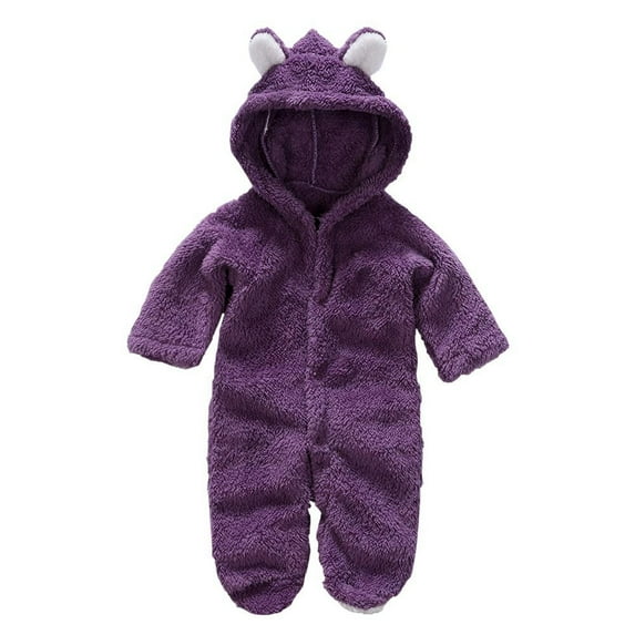 XBASW Newborn Baby Fleece Jumpsuit Hooded Rompers Long Sleeve Onesies Fall Winter Bodysuit Outwear 0-12 Months