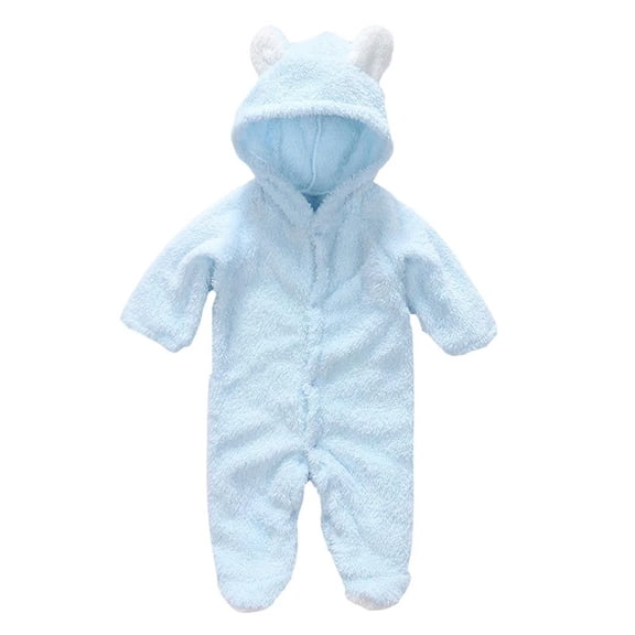 XBASW Newborn Baby Fleece Jumpsuit Hooded Rompers Long Sleeve Onesies Fall Winter Bodysuit Outwear 0-12 Months